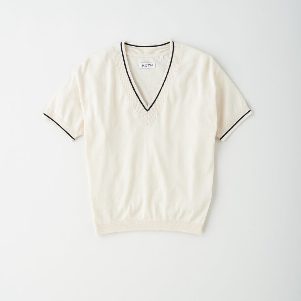 Kotn Ivory V-Neck Knit Top
